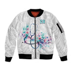 New Zealand Nurses RN Personalised Sleeve Zip Bomber Jacket Stethoscope Floral Maori Motif