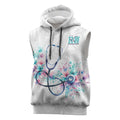 New Zealand Nurses RN Personalised Sleeveless Hoodie Stethoscope Floral Maori Motif