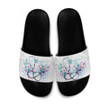 New Zealand Nurses RN Personalised Slide Sandals Stethoscope Floral Maori Motif