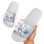 New Zealand Nurses RN Personalised Slide Sandals Stethoscope Floral Maori Motif