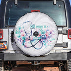 New Zealand Nurses RN Personalised Spare Tire Cover Stethoscope Floral Maori Motif