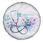 New Zealand Nurses RN Personalised Spare Tire Cover Stethoscope Floral Maori Motif