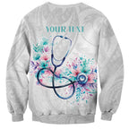 New Zealand Nurses RN Personalised Sweatshirt Stethoscope Floral Maori Motif