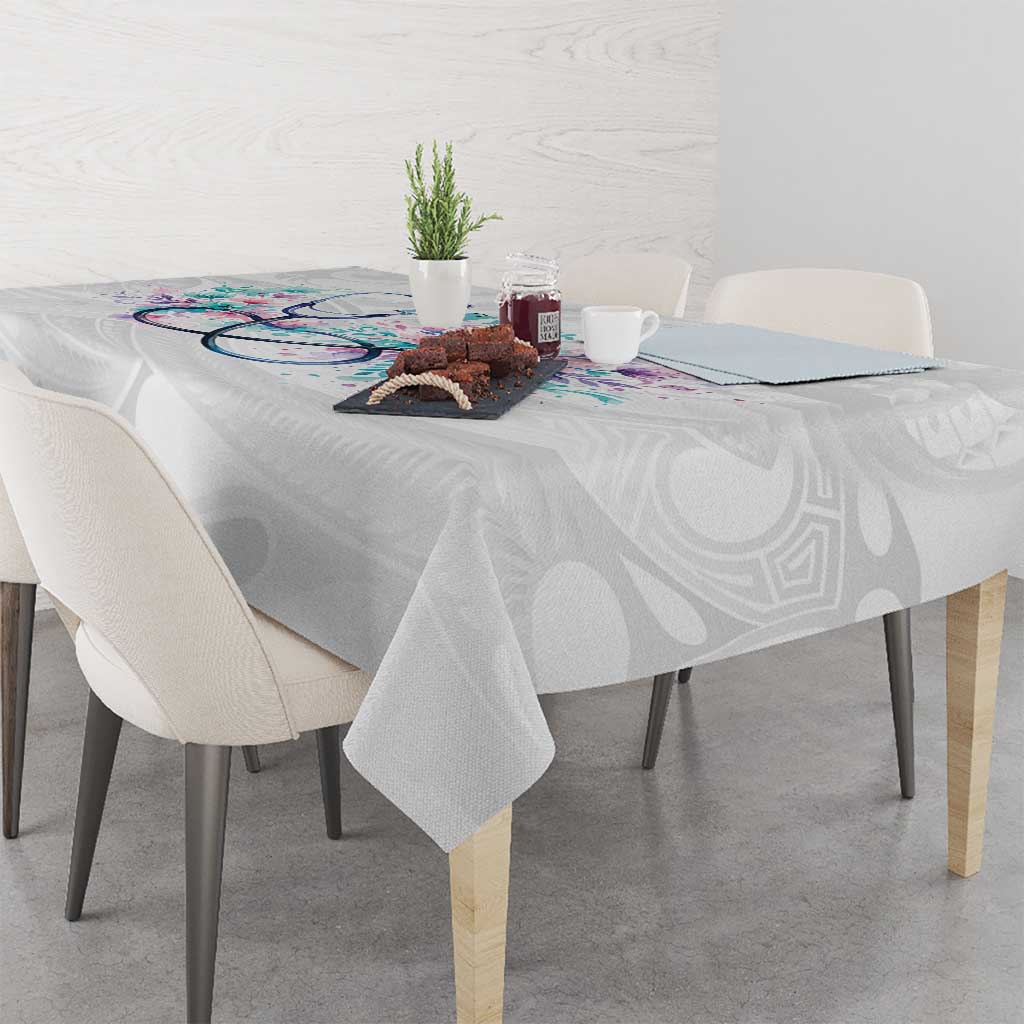 New Zealand Nurses RN Personalised Tablecloth Stethoscope Floral Maori Motif