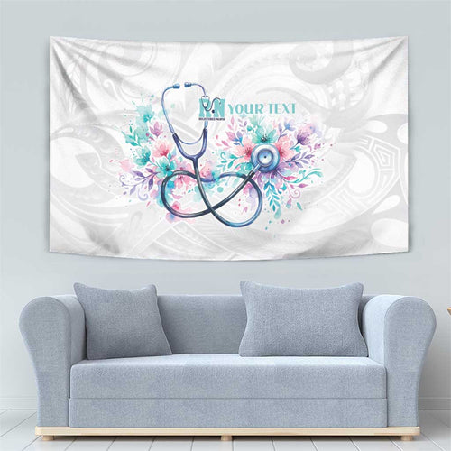 New Zealand Nurses RN Personalised Tapestry Stethoscope Floral Maori Motif