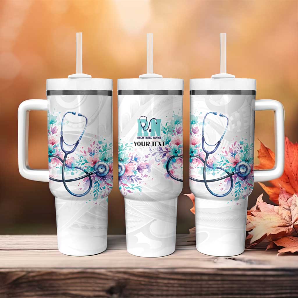 New Zealand Nurses RN Personalised Tumbler With Handle Stethoscope Floral Maori Motif