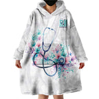 New Zealand Nurses RN Personalised Wearable Blanket Hoodie Stethoscope Floral Maori Motif