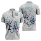 New Zealand Nurses RN Personalised Zipper Polo Shirt Stethoscope Floral Maori Motif