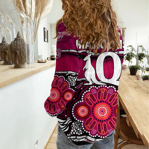 Maroons Rugby Women Casual Shirt Aboriginal Queensland State of Origin LT9