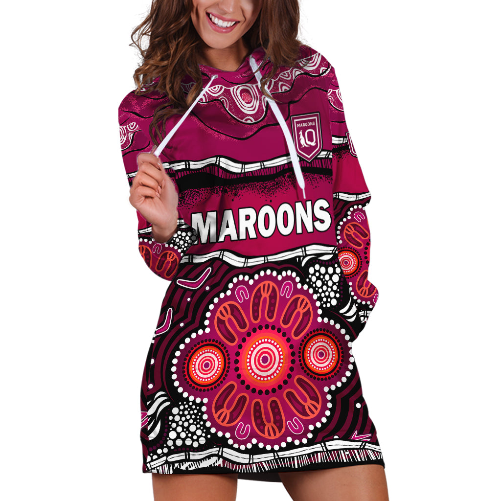 custom-text-and-number-maroons-rugby-hoodie-dress-aboriginal-queensland-state-of-origin
