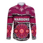 custom-text-and-number-maroons-rugby-long-sleeve-button-shirt-aboriginal-queensland-state-of-origin
