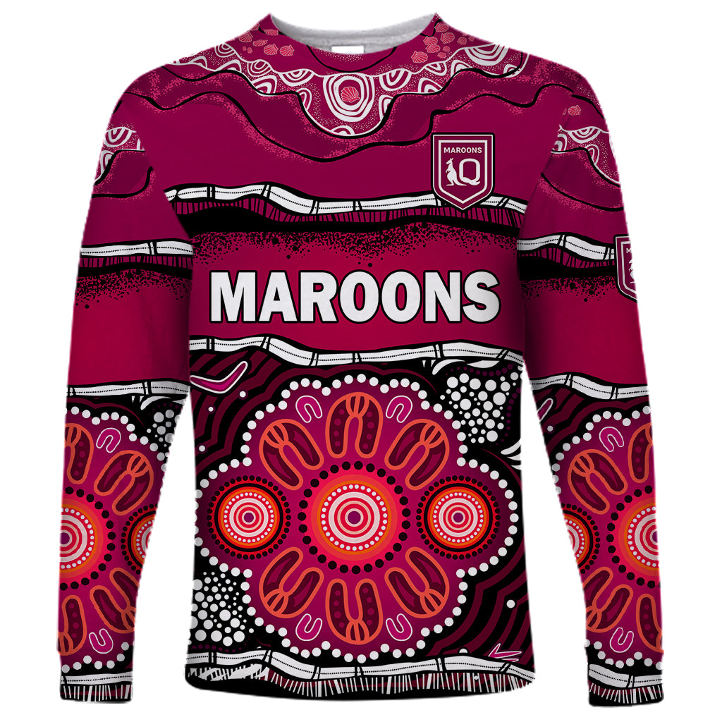 custom-text-and-number-maroons-rugby-long-sleeve-shirt-aboriginal-queensland-state-of-origin