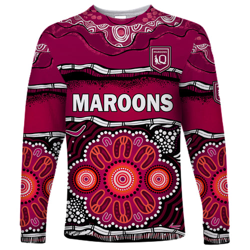 custom-text-and-number-maroons-rugby-long-sleeve-shirt-aboriginal-queensland-state-of-origin