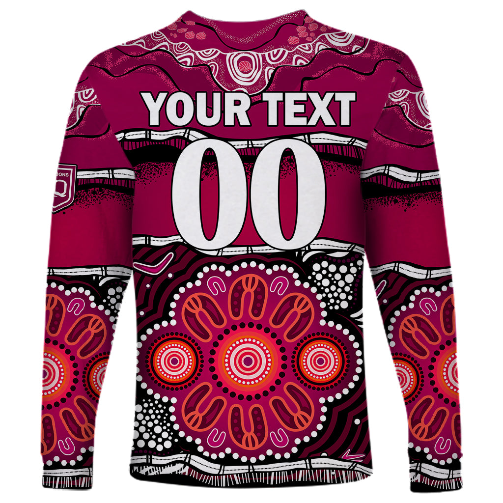 custom-text-and-number-maroons-rugby-long-sleeve-shirt-aboriginal-queensland-state-of-origin