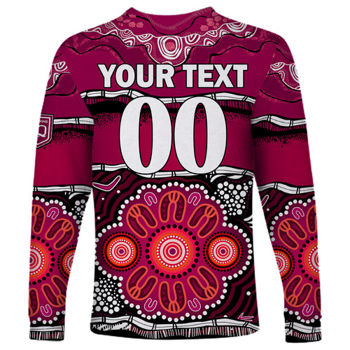 custom-text-and-number-maroons-rugby-long-sleeve-shirt-aboriginal-queensland-state-of-origin