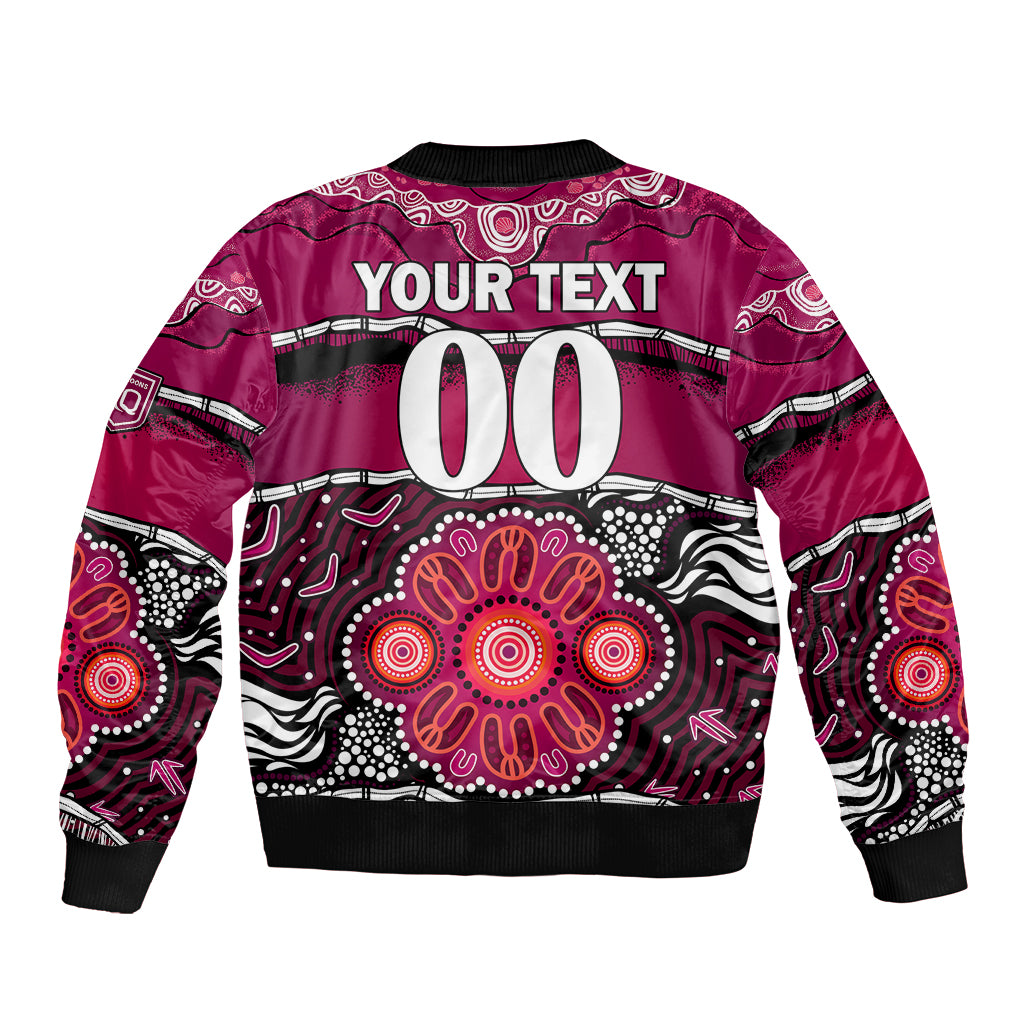 custom-text-and-number-maroons-rugby-sleeve-zip-bomber-jacket-aboriginal-queensland-state-of-origin