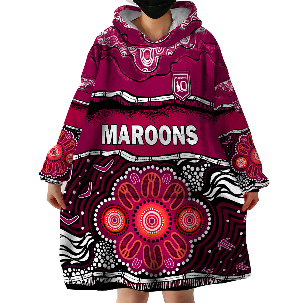 custom-text-and-number-maroons-rugby-wearable-blanket-hoodie-aboriginal-queensland-state-of-origin