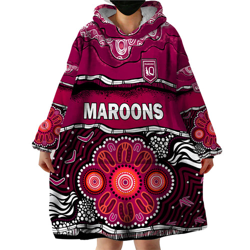 custom-text-and-number-maroons-rugby-wearable-blanket-hoodie-aboriginal-queensland-state-of-origin