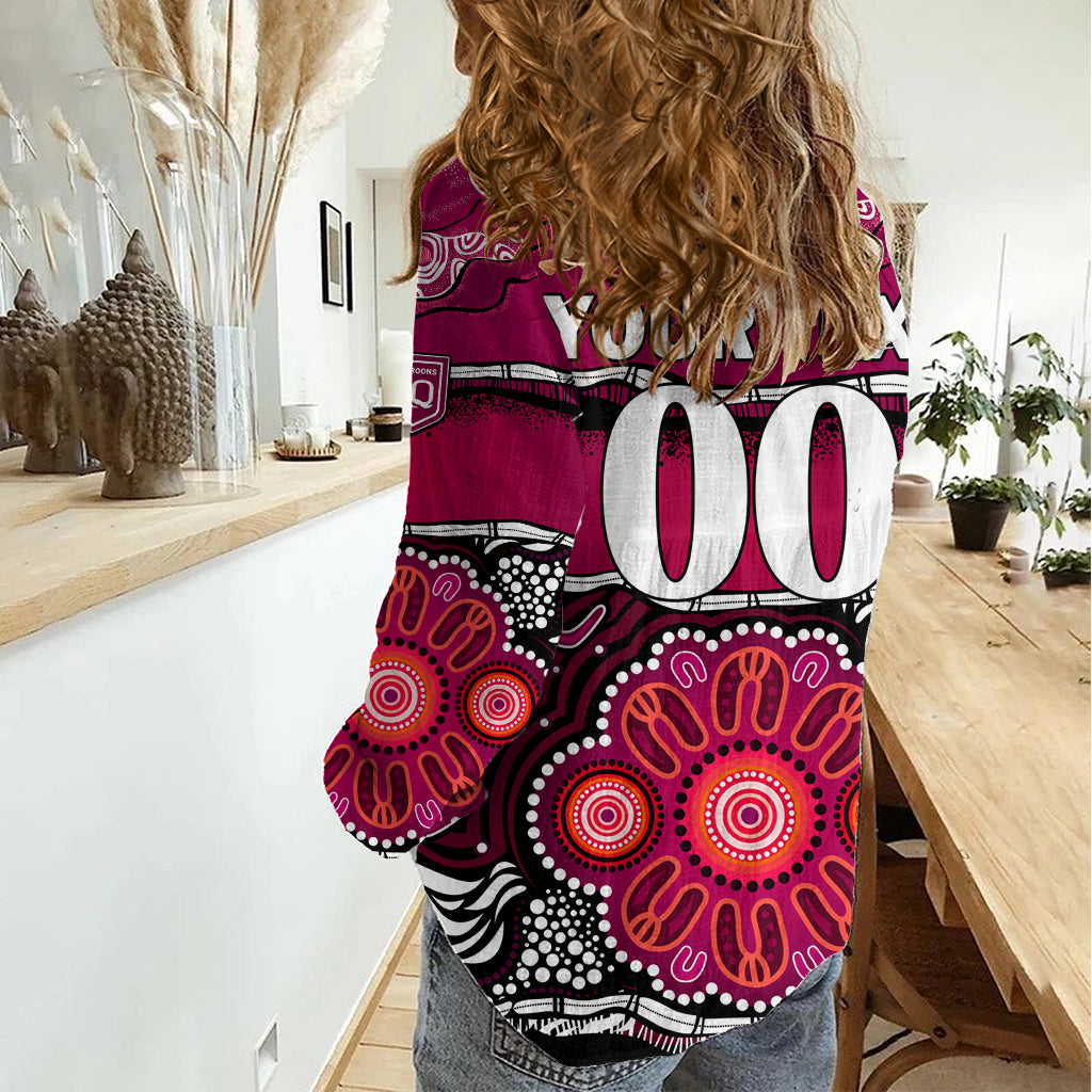 (Custom Text And Number) Maroons Rugby Women Casual Shirt Aboriginal Queensland State of Origin LT9