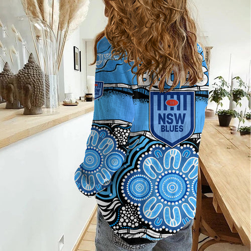 Blues Rugby Aboriginal Women Casual Shirt New South Wales State of Origin LT9