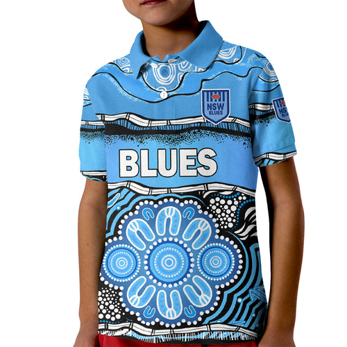 custom-text-and-number-blues-rugby-aboriginal-kid-polo-shirt-new-south-wales-state-of-origin