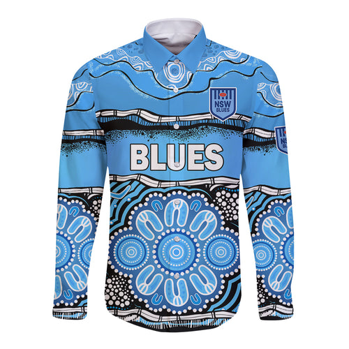 custom-text-and-number-blues-rugby-aboriginal-long-sleeve-button-shirt-new-south-wales-state-of-origin