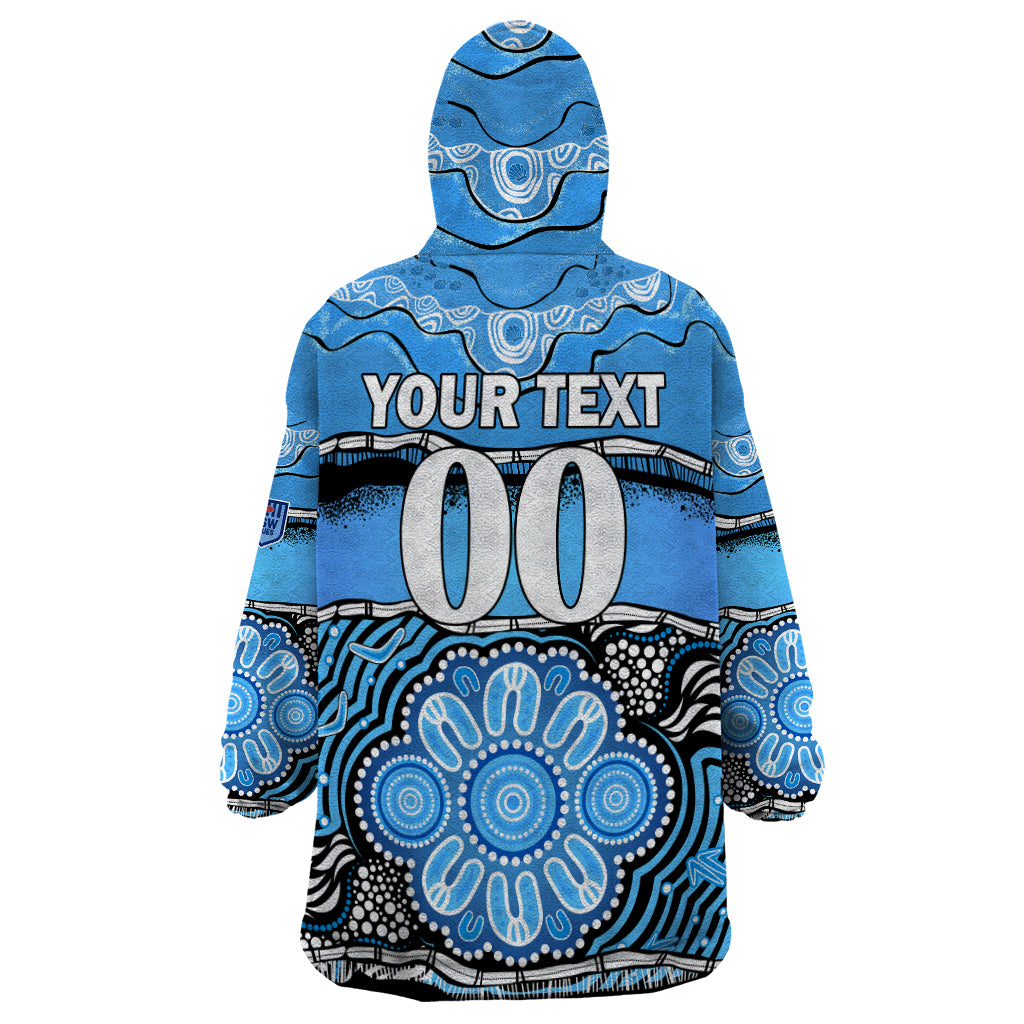 custom-text-and-number-blues-rugby-aboriginal-wearable-blanket-hoodie-new-south-wales-state-of-origin