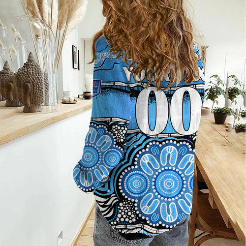 (Custom Text And Number) Blues Rugby Aboriginal Women Casual Shirt New South Wales State of Origin LT9