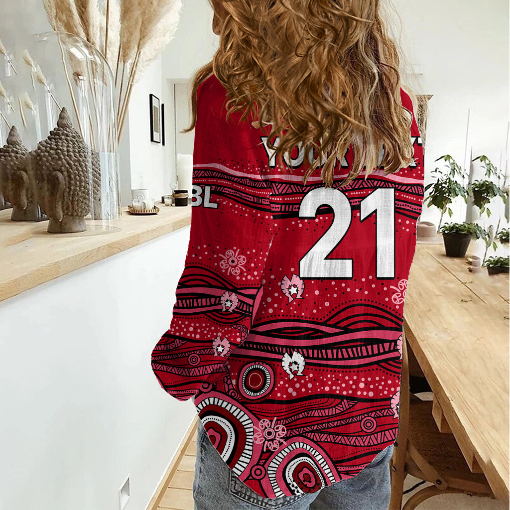 (Custom Text And Number) Australia Renegades Cricket Women Casual Shirt Indigenous 2023 LT9