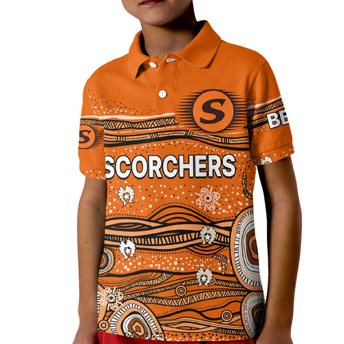 custom-text-and-number-australia-scorchers-cricket-kid-polo-shirt-indigenous-2023