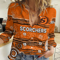 (Custom Text And Number) Australia Scorchers Cricket Women Casual Shirt Indigenous 2023 LT9
