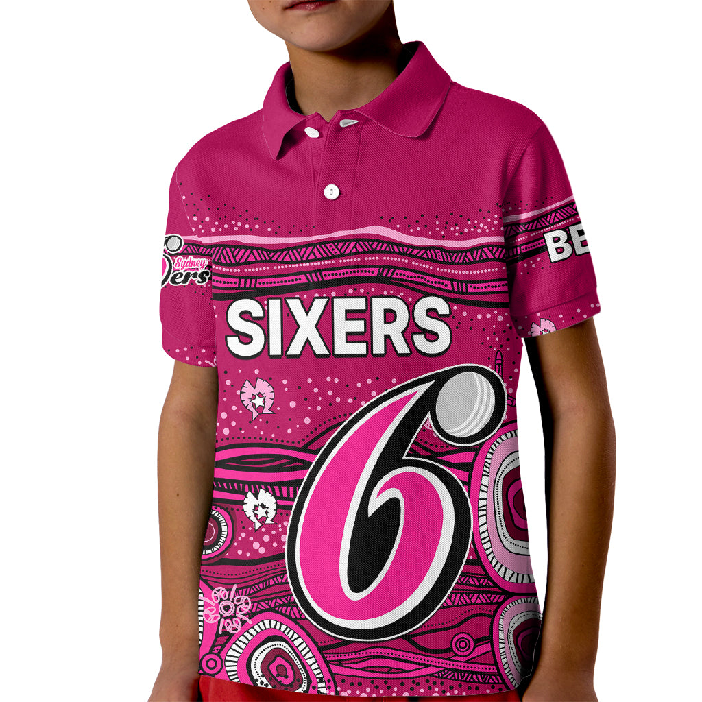 custom-text-and-number-australia-sixers-cricket-kid-polo-shirt-indigenous-2023