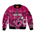 custom-text-and-number-australia-sixers-cricket-sleeve-zip-bomber-jacket-indigenous-2023