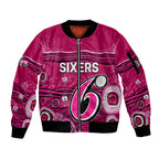 custom-text-and-number-australia-sixers-cricket-sleeve-zip-bomber-jacket-indigenous-2023