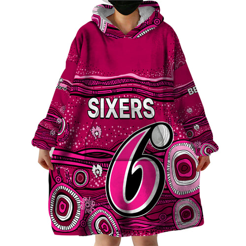 custom-text-and-number-australia-sixers-cricket-wearable-blanket-hoodie-indigenous-2023