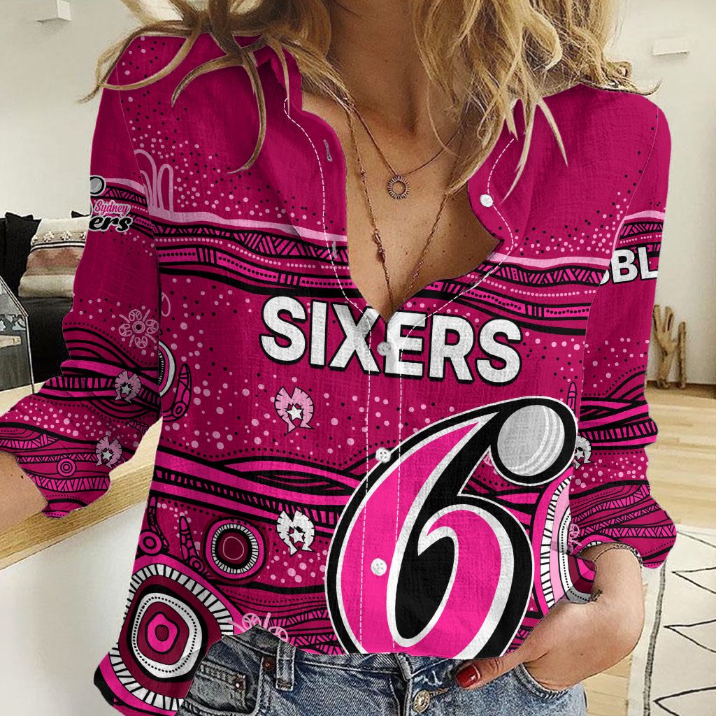 (Custom Text And Number) Australia Sixers Cricket Women Casual Shirt Indigenous 2023 LT9