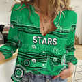 (Custom Text And Number) Australia Stars Cricket Women Casual Shirt Indigenous 2023 LT9
