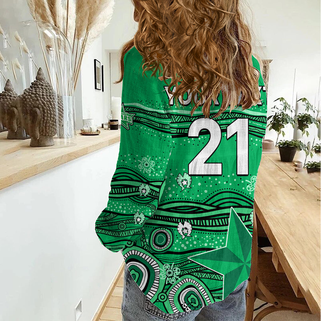 (Custom Text And Number) Australia Stars Cricket Women Casual Shirt Indigenous 2023 LT9