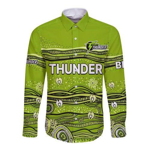 custom-text-and-number-australia-thunder-cricket-long-sleeve-button-shirt-indigenous-2023