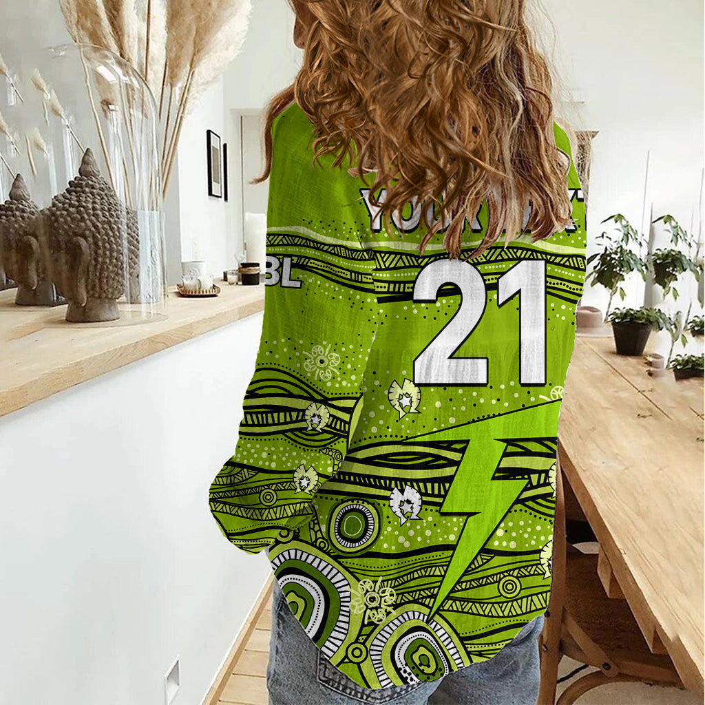 (Custom Text And Number) Australia Thunder Cricket Women Casual Shirt Indigenous 2023 LT9