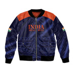 Custom India Cricket Bomber Jacket Go Men In Blue Sporty Version