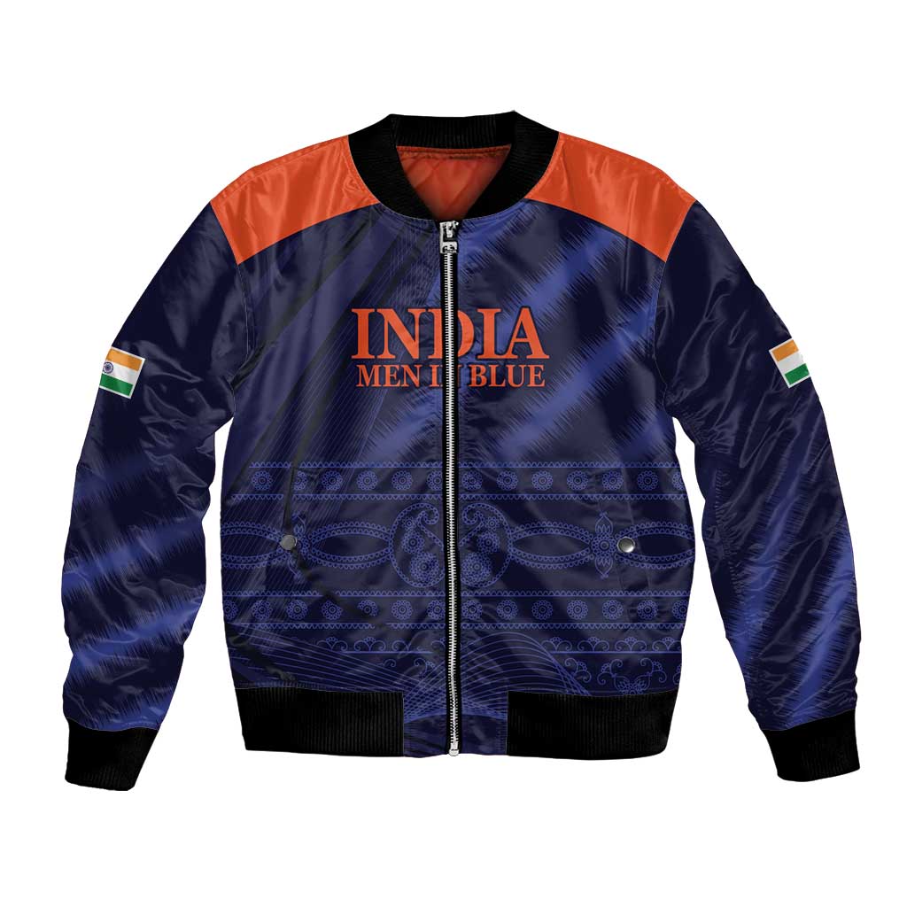 Custom India Cricket Bomber Jacket Go Men In Blue Sporty Version