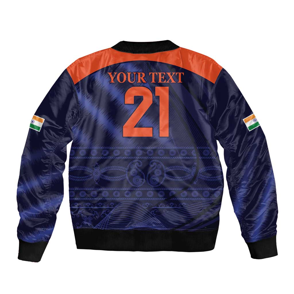 Custom India Cricket Bomber Jacket Go Men In Blue Sporty Version