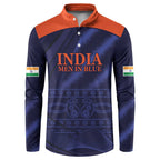 Custom India Cricket Button Sweatshirt Go Men In Blue Sporty Version