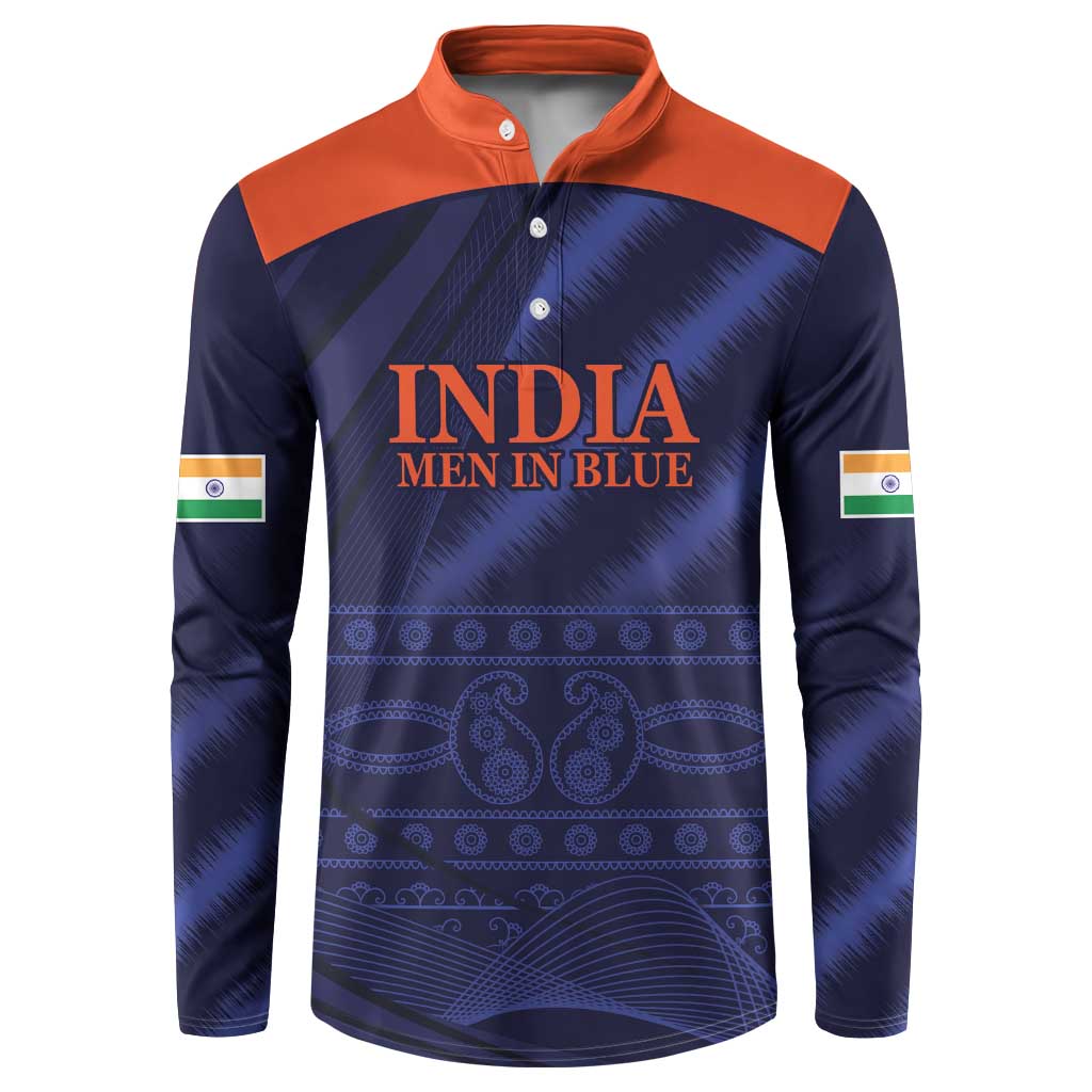 Custom India Cricket Button Sweatshirt Go Men In Blue Sporty Version
