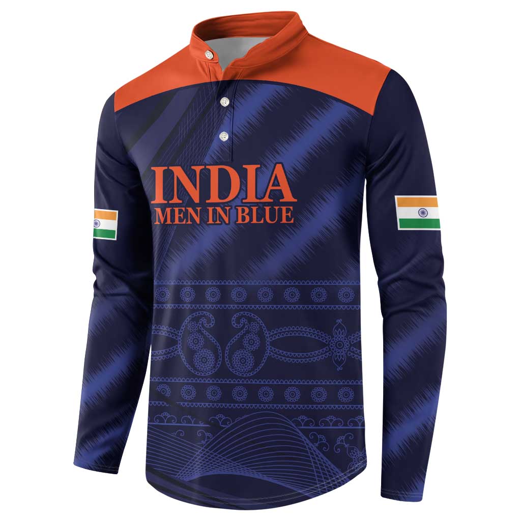 Custom India Cricket Button Sweatshirt Go Men In Blue Sporty Version