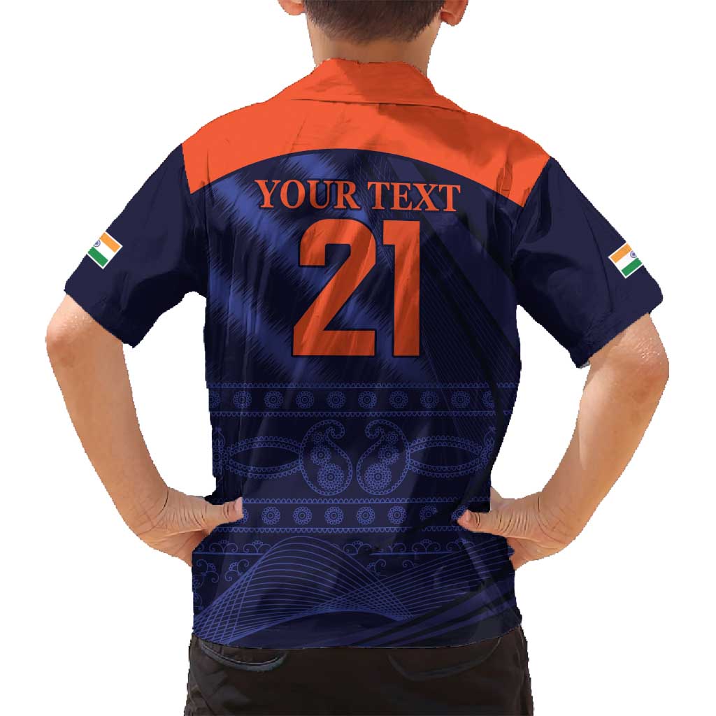 Custom India Cricket Family Matching Long Sleeve Bodycon Dress and Hawaiian Shirt Go Men In Blue Sporty Version