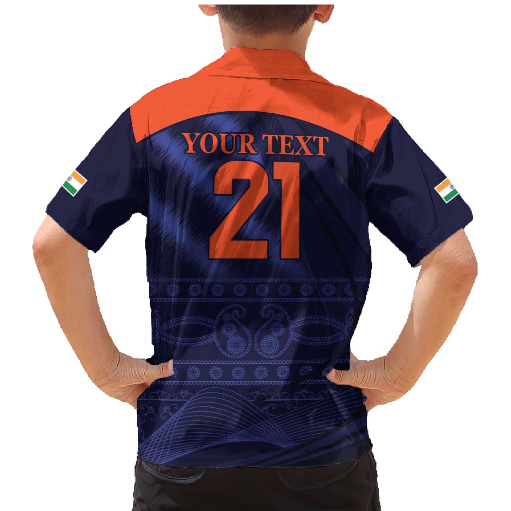 Custom India Cricket Family Matching Mermaid Dress and Hawaiian Shirt Go Men In Blue Sporty Version