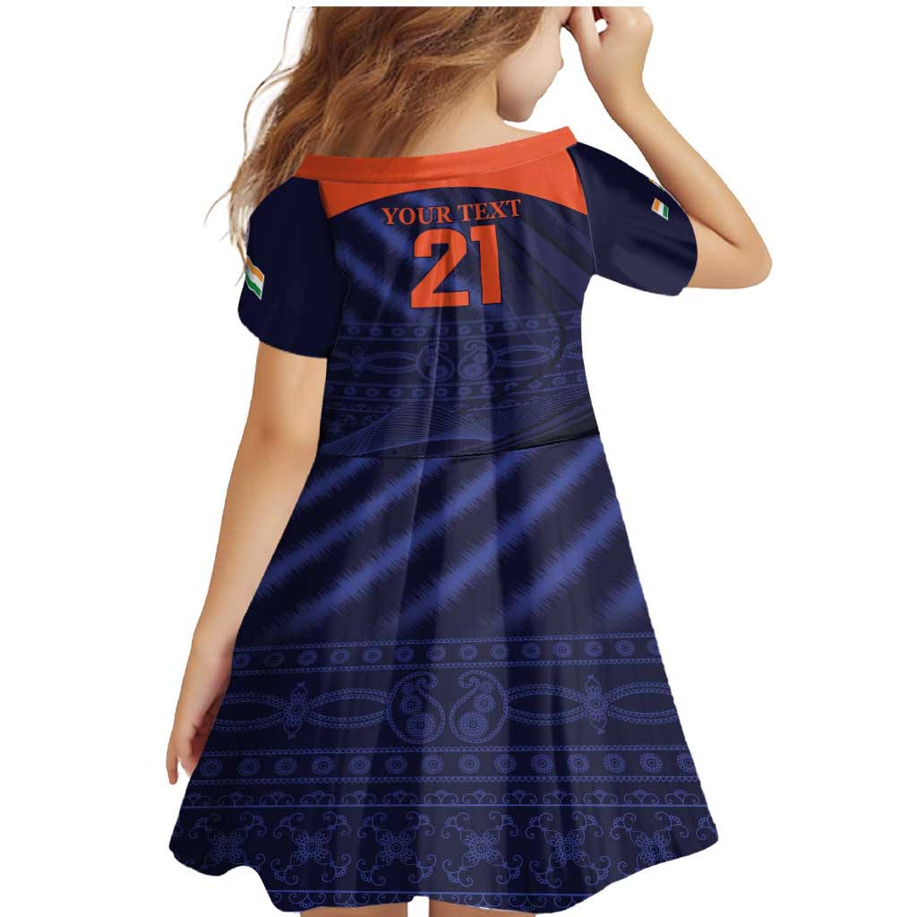 Custom India Cricket Family Matching Mermaid Dress and Hawaiian Shirt Go Men In Blue Sporty Version