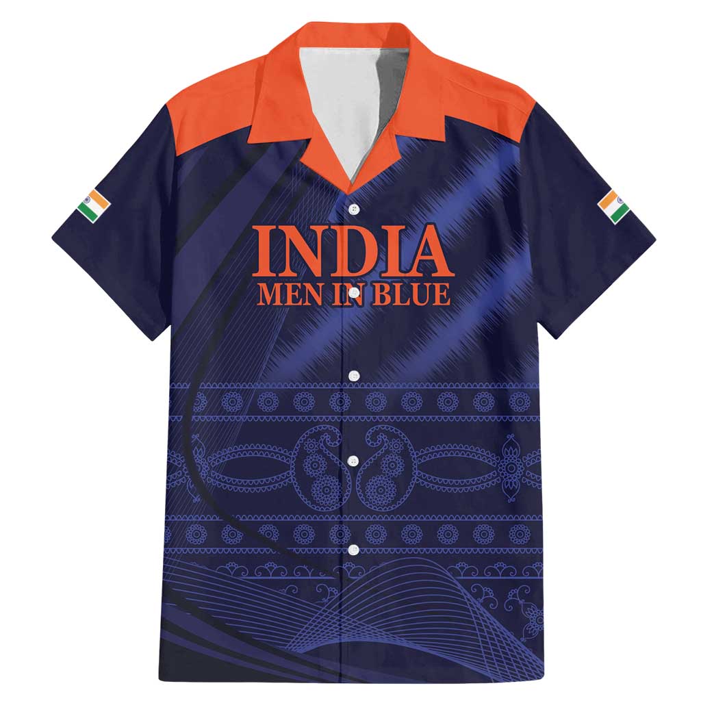 Custom India Cricket Family Matching Mermaid Dress and Hawaiian Shirt Go Men In Blue Sporty Version